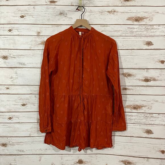 Anthropologie Pilcro Tiered Tunic Blouse - Orange - XS - Picture 14 of 16